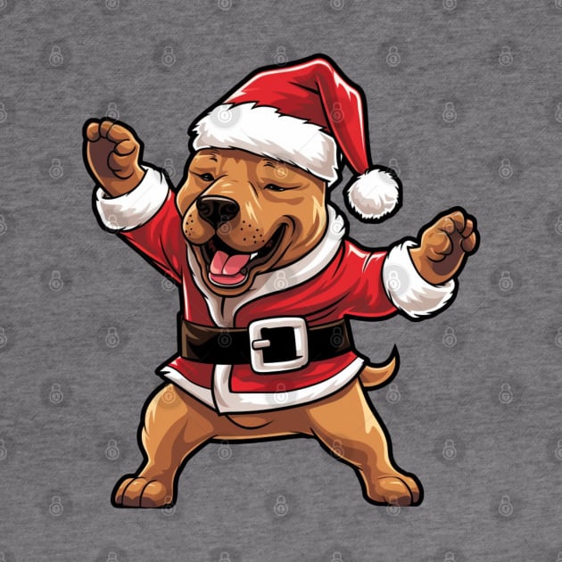 Cartoon Christmas Staffordshire Bull Terrier Dog Dancing by Chromatic Fusion Studio